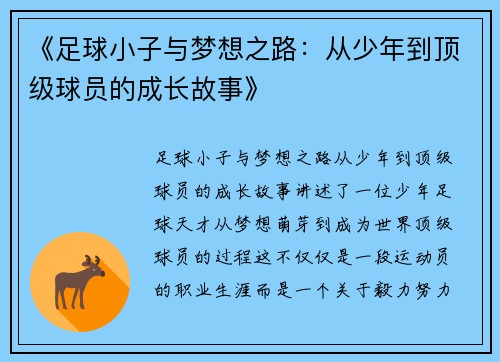 《足球小子与梦想之路：从少年到顶级球员的成长故事》